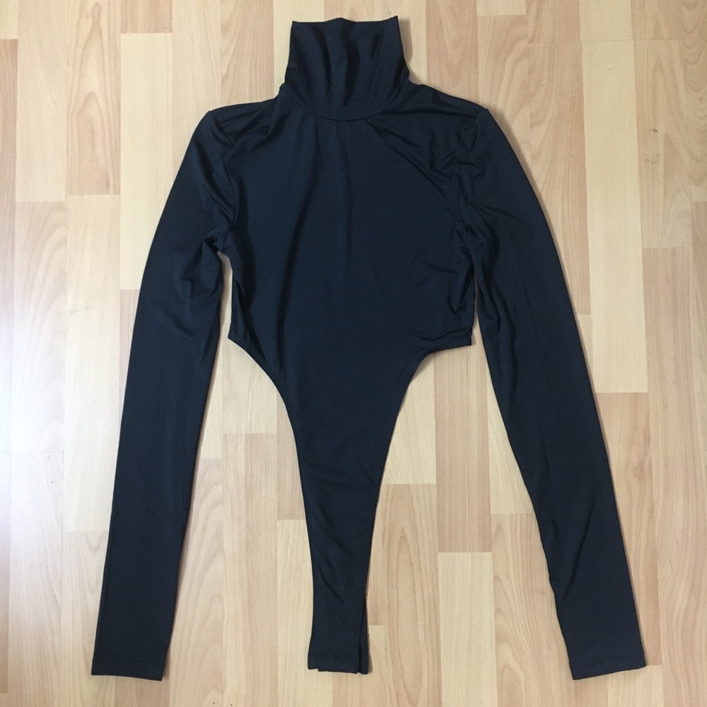 SHEIN Black Long Sleeve Mock Neck Cutout Bodysuit S - Picture 8 of 10